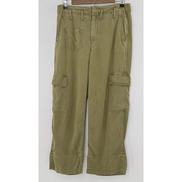 BDG Women’s Green 100% Lyocell Cargo‎ Pants Wide Leg Size 4 Gorpcore Grunge Boho - Picture 1 of 11